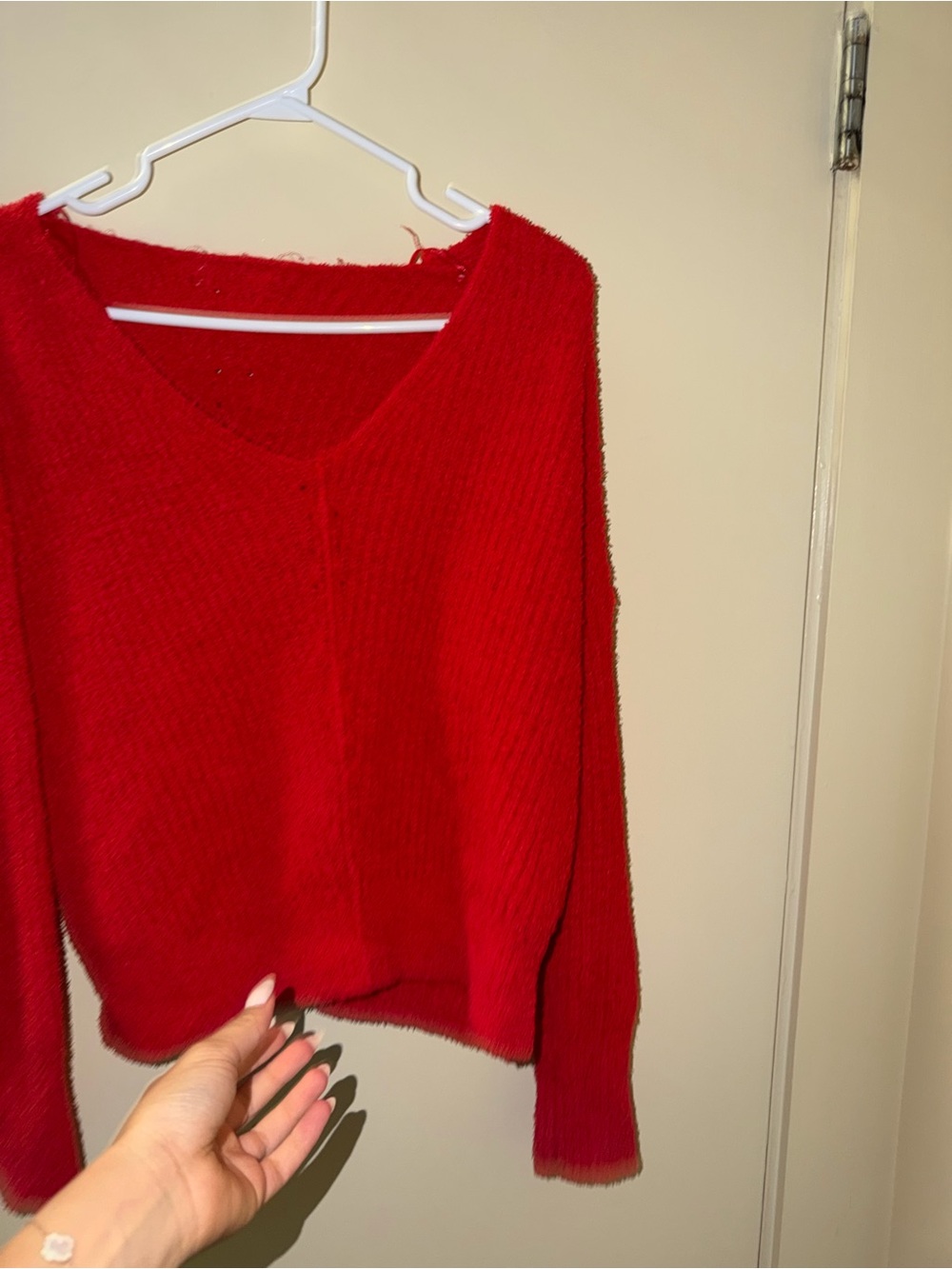 Red V-Neck Women’s Sweater